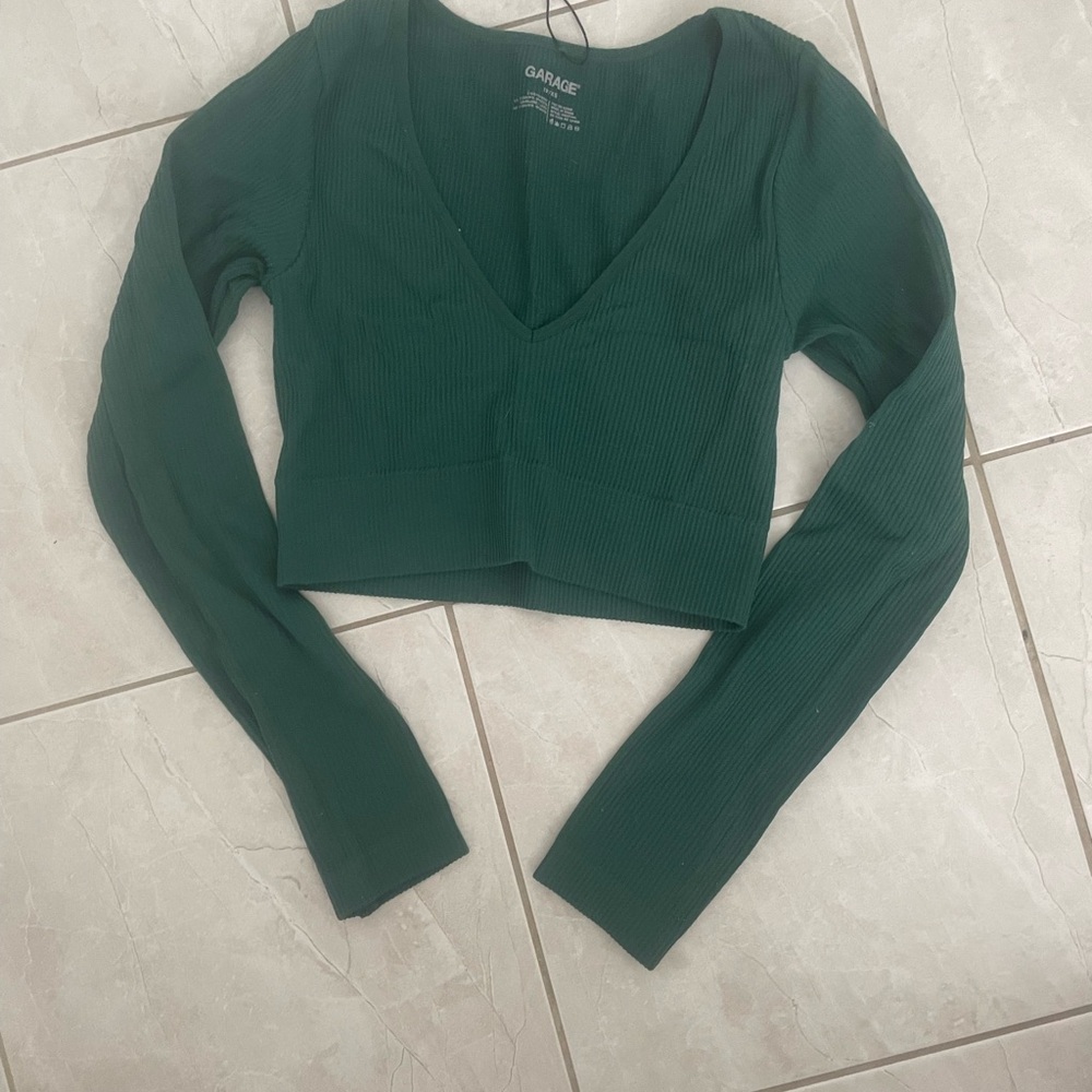 Garage Women's Deep Green Ribbed Crop Top